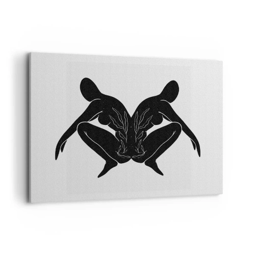 Quadro su tela - Stampe su Tela - Sagome nere in posizione simmetrica su sfondo bianco - 100x70cm - Anima comune - Decorazione murale moderna per soggiorno e camera da letto ARTTOR