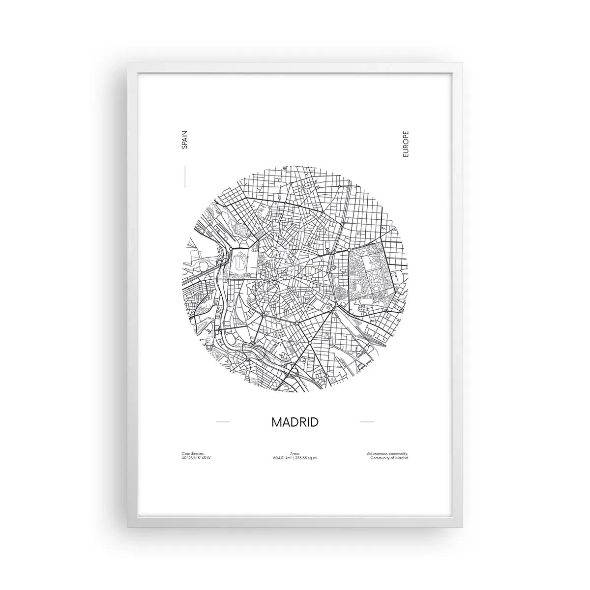 Poster in cornice bianca - Anatomia di Madrid - 50x70 cm