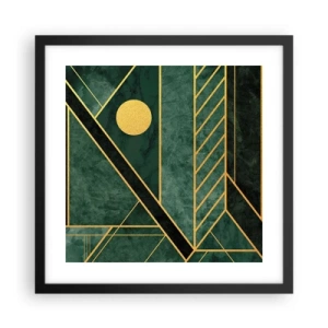 Poster in cornice nera - Dinamica di oro e azzurro - 40x40 cm