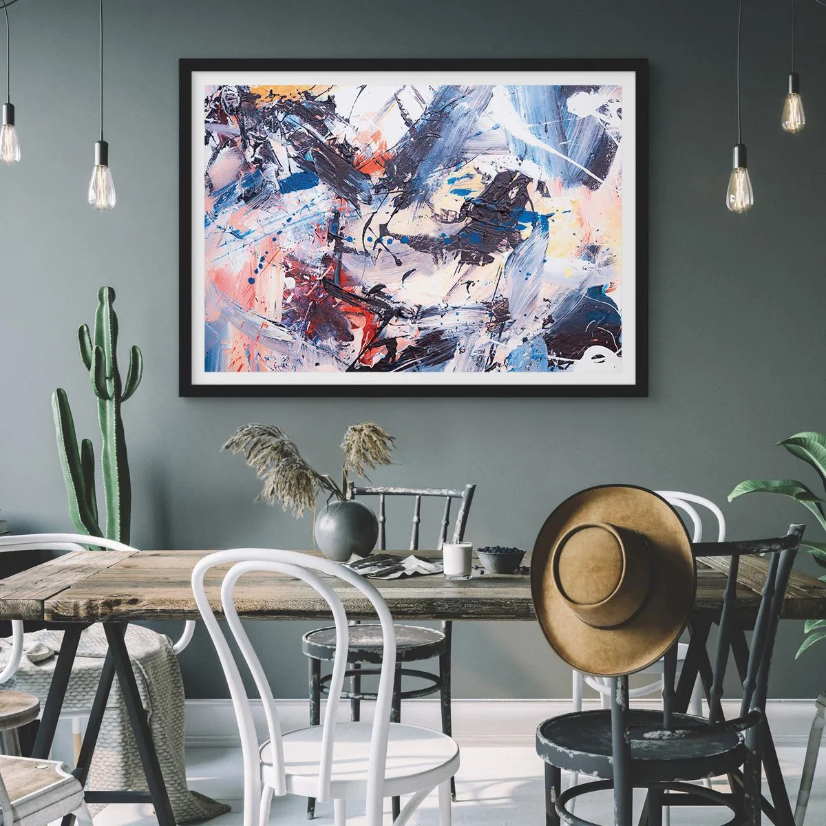 Poster in cornice nera - La danza folle dell'astrazione - 50x40 cm