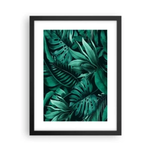 Poster in cornice nera - Dal profondo del verde tropicale - 30x40 cm