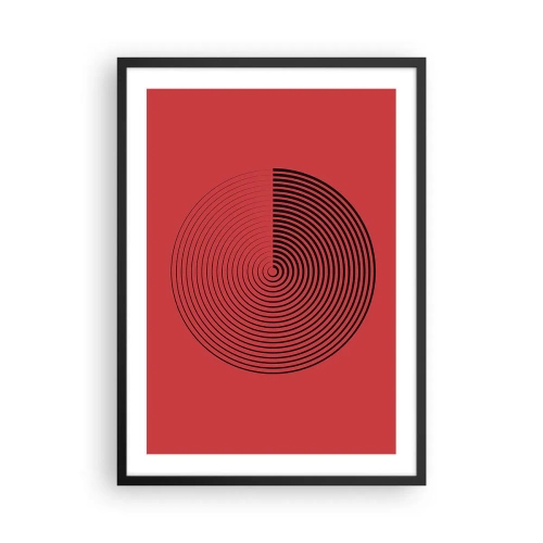 Poster in cornice nera - Spirale geometrica su sfondo rosso in stile minimalista - 50x70cm - Movimento circolare - Decorazione murale moderna per soggiorno e camera da letto ARTTOR