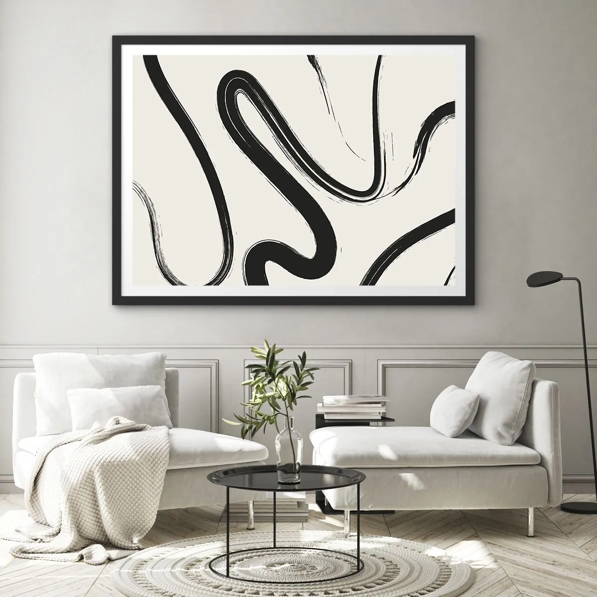 Poster in cornice nera - Capriccio bianco e nero - 91x61 cm