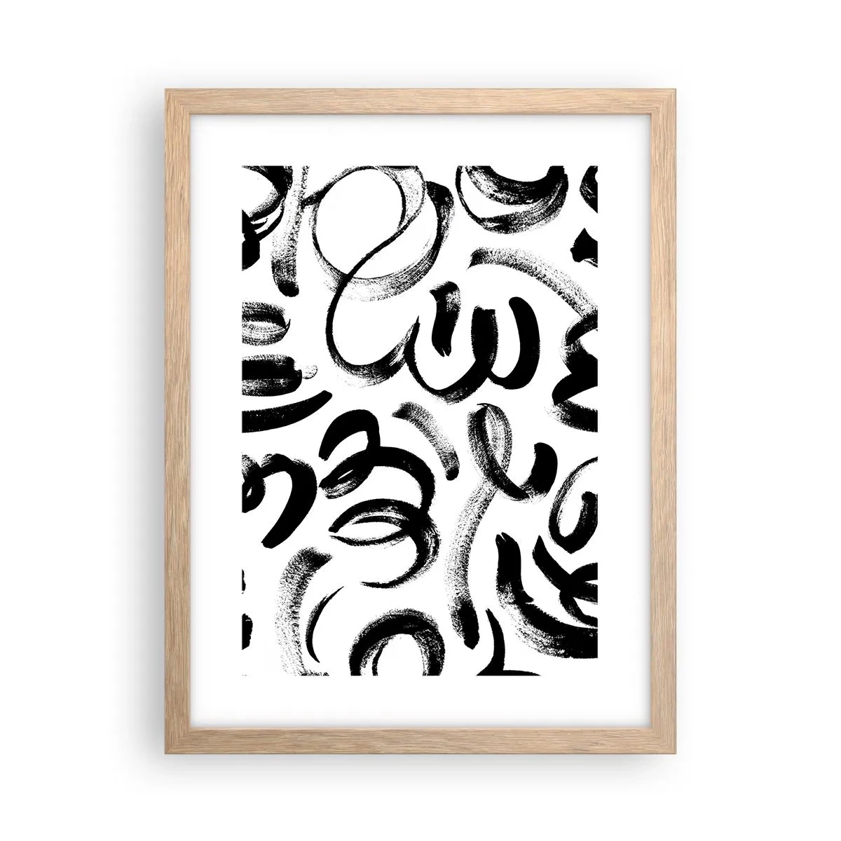 Poster in cornice rovere chiaro - Nero su bianco - 30x40 cm