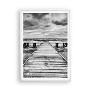 Poster in cornice bianca - Aspetto che il vento le scacci via... - 70x100 cm