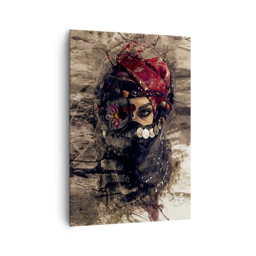 Quadro su tela - Stampe su Tela - Ritratto artistico di una donna in abiti orientali su uno sfondo astratto. - 70x100cm - Quantomeno inquietante - Decorazione murale moderna per soggiorno e camera da letto ARTTOR