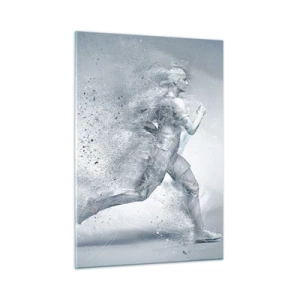 Quadro su vetro - Silhouette di una figura in corsa in una forma astratta - 50x70cm - Energia pura come un cristallo - Decorazione murale moderna per soggiorno e camera da letto ARTTOR