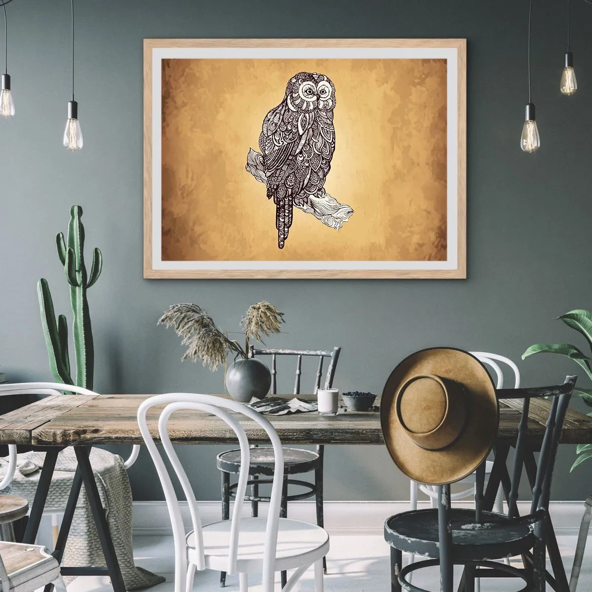 Poster in cornice rovere chiaro - Delicati ghirigori di saggezza - 70x50 cm
