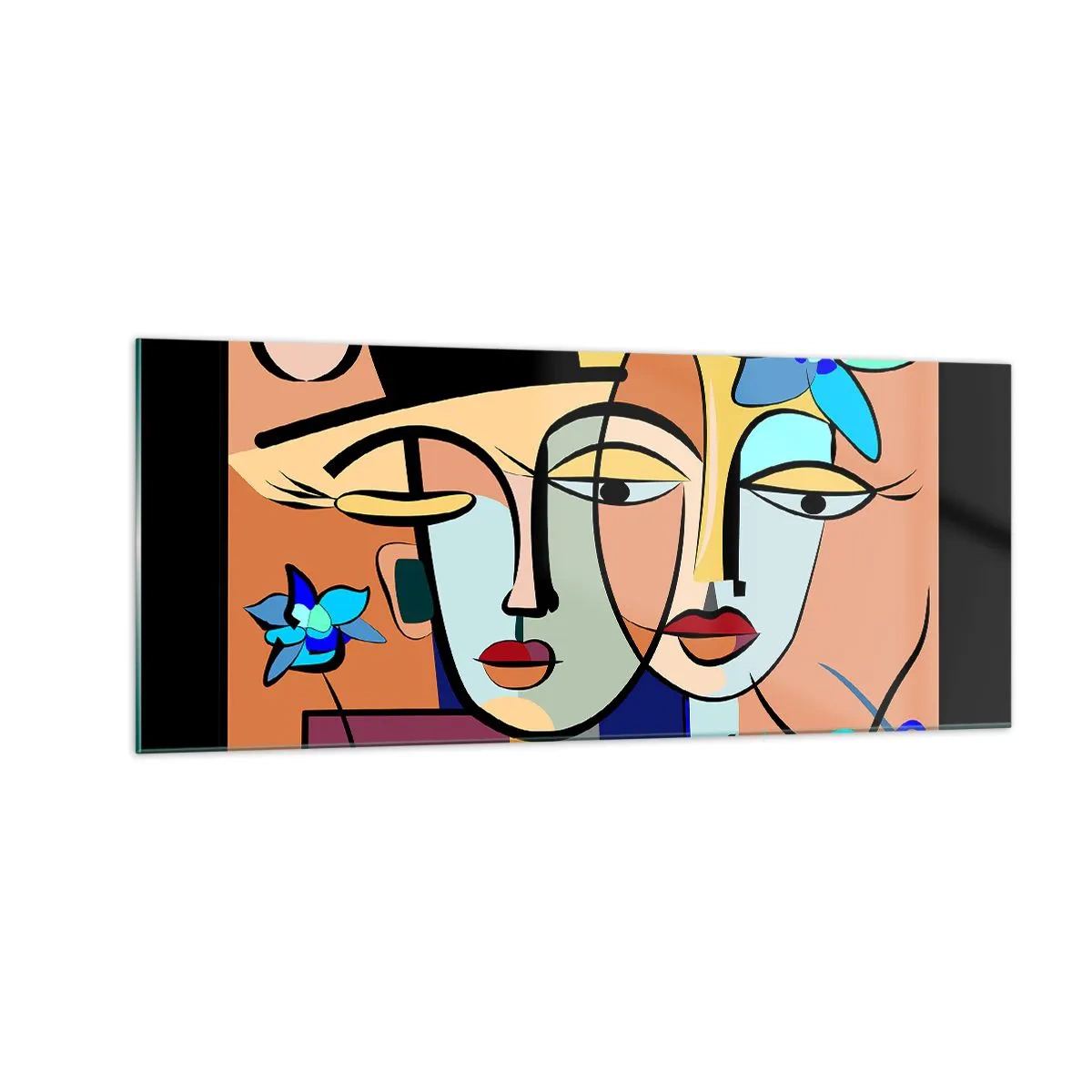 Quadro su vetro - Appuntamento in stile Picasso - 100x40 cm