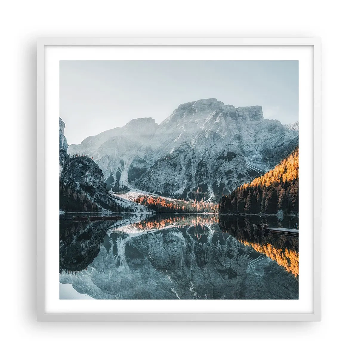 Poster in cornice bianca - Paesaggio allo specchio - 60x60 cm