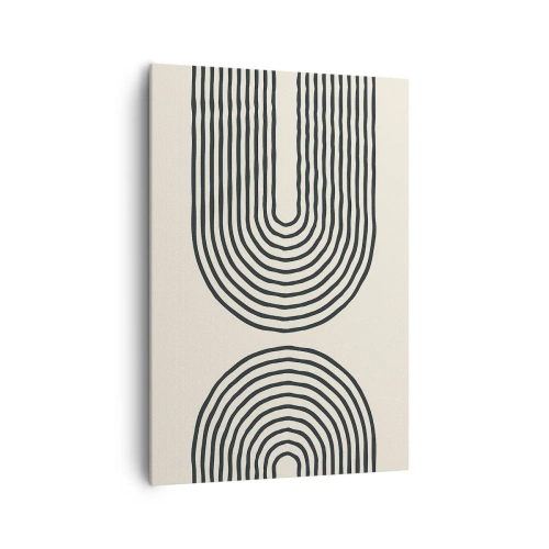 Quadro su tela - Stampe su Tela - Motivo geometrico astratto con linee simmetriche su sfondo chiaro - 70x100cm - Tra un attimo... - Decorazione murale moderna per soggiorno e camera da letto ARTTOR