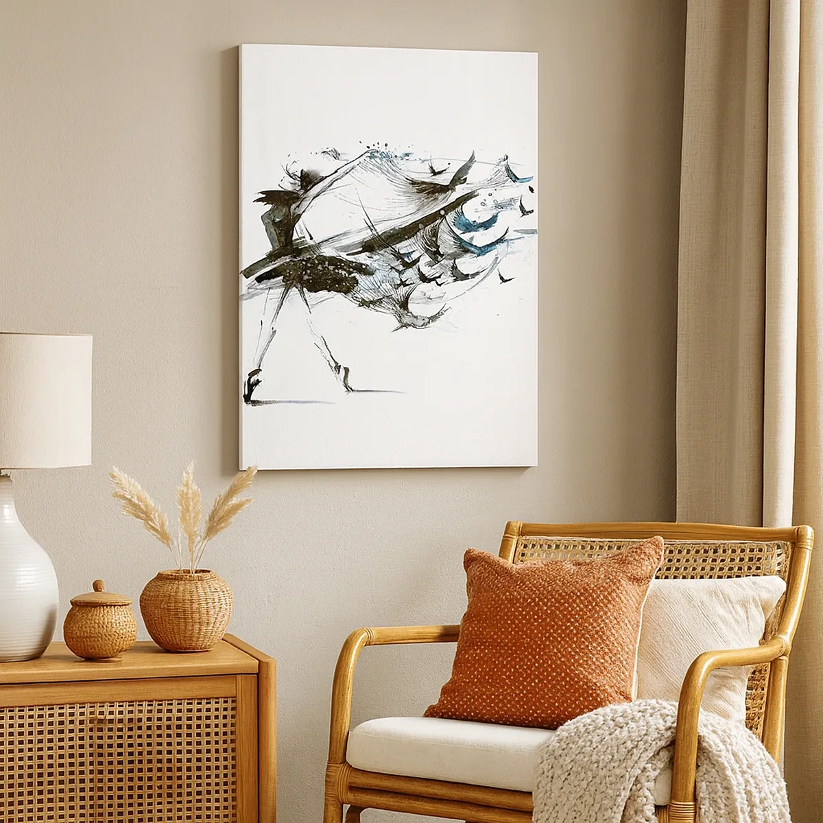 Quadro su tela - Stampe su Tela - Una ballerina con un abito dinamico a forma di uccello - 50x70cm - La magia della musica libera dall'incantesimo - Decorazione murale moderna per soggiorno e camera da letto ARTTOR