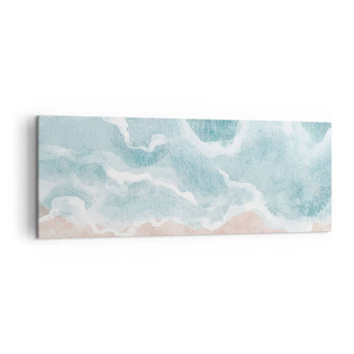 Quadro su tela - Stampe su Tela - Spiaggia astratta con onde nei toni del blu e del beige - 140x50cm - Astrazione nebulosa - Decorazione murale moderna per soggiorno e camera da letto ARTTOR