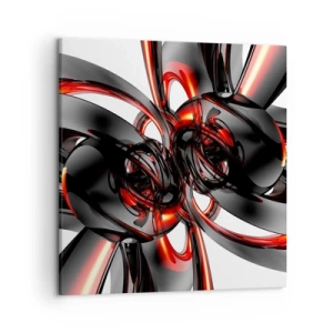 Quadro su tela - Stampe su Tela - Movimento in grafite e rosso - 50x50 cm