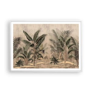 Poster in cornice bianca - Incisione in stile coloniale - 100x70 cm