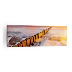 Quadro su tela - Stampe su Tela - Un paesaggio pittoresco in riva al mare al tramonto - 160x50cm - La mitezza delle onde - Decorazione murale moderna per soggiorno e camera da letto ARTTOR