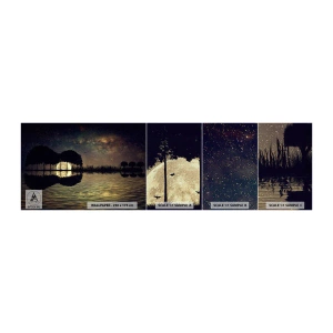 Campione di Fotomurale Premium Canvas - Notte ai confini del mondo - Paesaggio, Lago, Luna - 100x30 cm