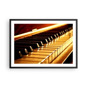 Poster in cornice nera - Tastiera di pianoforte illuminata da luce dorata - 70x50cm - Possibilità illimitate - Decorazione murale moderna per soggiorno e camera da letto ARTTOR