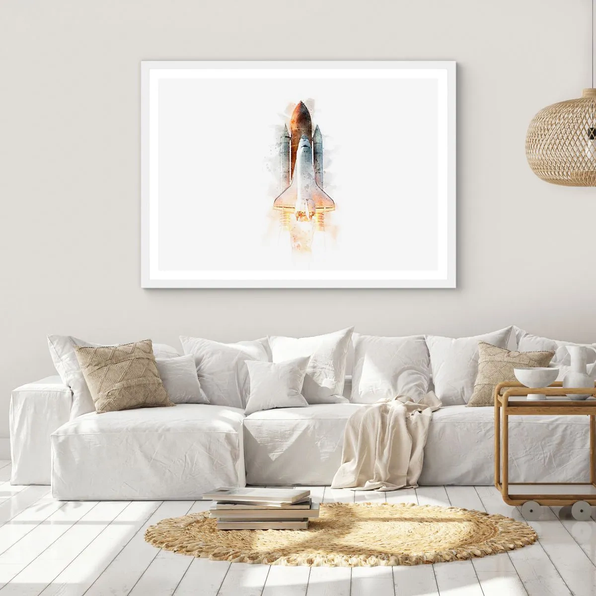 Poster in cornice bianca - La partenza degli esploratori - 70x50 cm