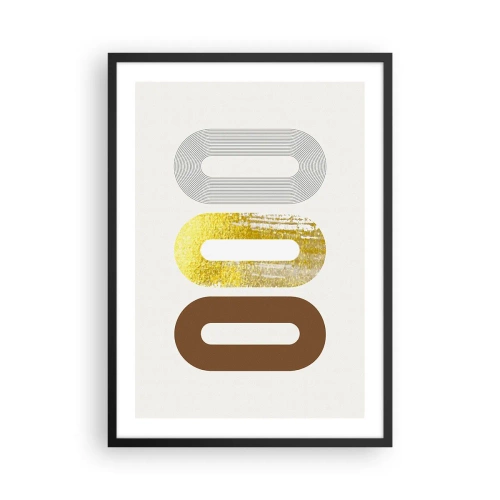 Poster in cornice nera - Forme geometriche nei toni dell'oro, del marrone e del grigio - 50x70cm - Ohh! - Decorazione murale moderna per soggiorno e camera da letto ARTTOR