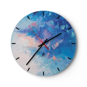 Orologio da parete - Orologio in Vetro - Composizione astratta nei toni del blu e del rosa - 30x30cm - Astrazione invernale - Decorazione murale moderna per soggiorno, cucina e camera da letto ARTTOR