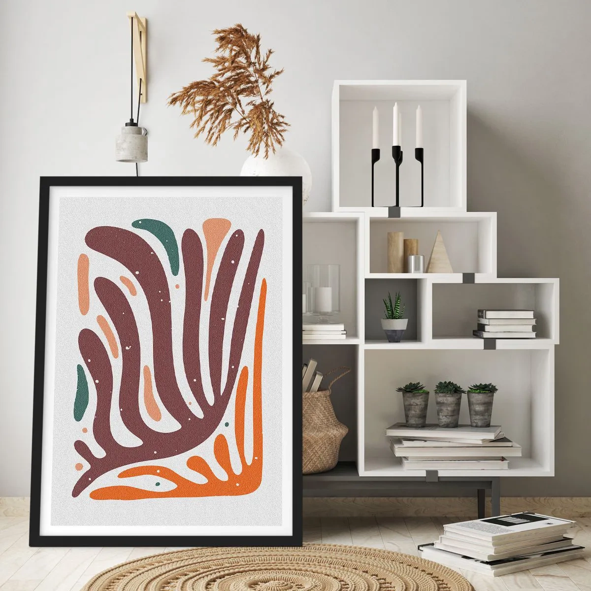 Poster in cornice nera - Composizione organica raggiante - 40x50 cm