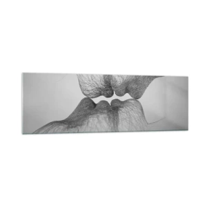 Quadro su vetro - Un bacio astratto presentato in una forma eterea - 160x50cm - Il bacio del vento - Decorazione murale moderna per soggiorno e camera da letto ARTTOR