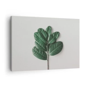Quadro su tela - Stampe su Tela - Un rametto di foglie verdi su uno sfondo chiaro - 70x50cm - Il disegno della natura stessa - Decorazione murale moderna per soggiorno e camera da letto ARTTOR