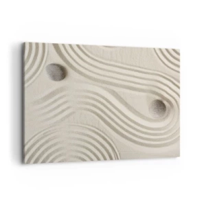 Quadro su tela - Stampe su Tela - Design zen minimalista con sabbia e pietre - 100x70cm - Il tocco del calore - Decorazione murale moderna per soggiorno e camera da letto ARTTOR
