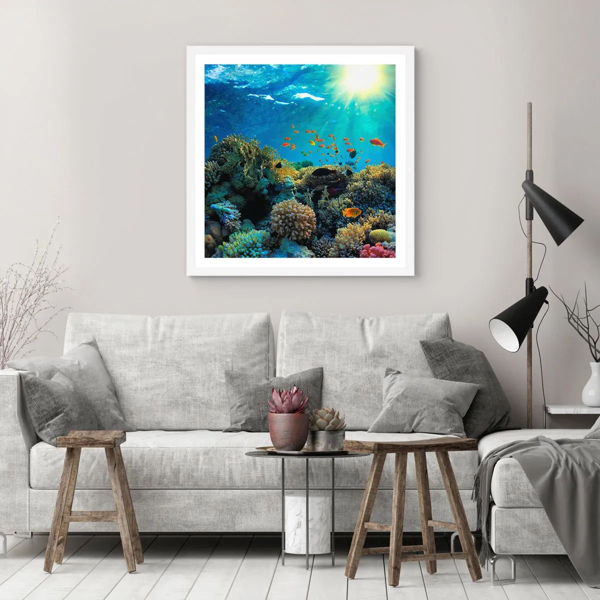 Poster in cornice bianca - Tesori sotto al mare - 40x40 cm
