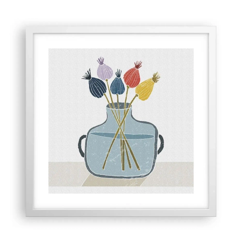 Poster in cornice bianca - Il silenzio dei papaveri - 40x40 cm