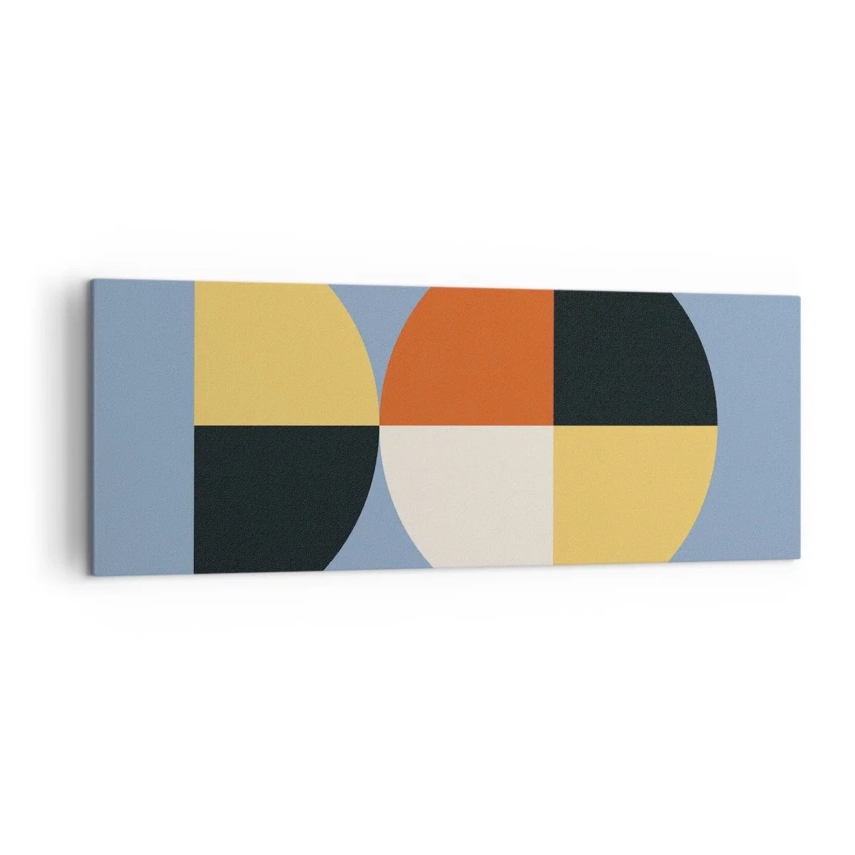 Quadro su tela - Stampe su Tela - Cerchi geometrici su sfondo blu - 140x50cm - Guarda e conta - Decorazione murale moderna per soggiorno e camera da letto ARTTOR