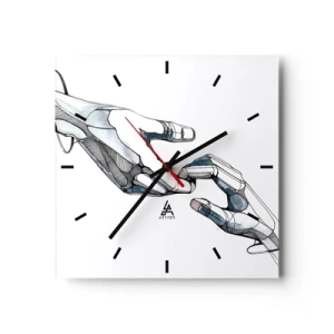 Orologio da parete - Orologio in Vetro - Rappresentazione artistica di una mano in forma minimalista e geometrica - 30x30cm - Buon gesto - Decorazione murale moderna per soggiorno e camera da letto ARTTOR