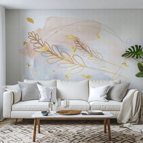 Fotomurali Standard Eco - Soffio d'oro - Luminoso, Minimalista, Moderno - 350x256 cm