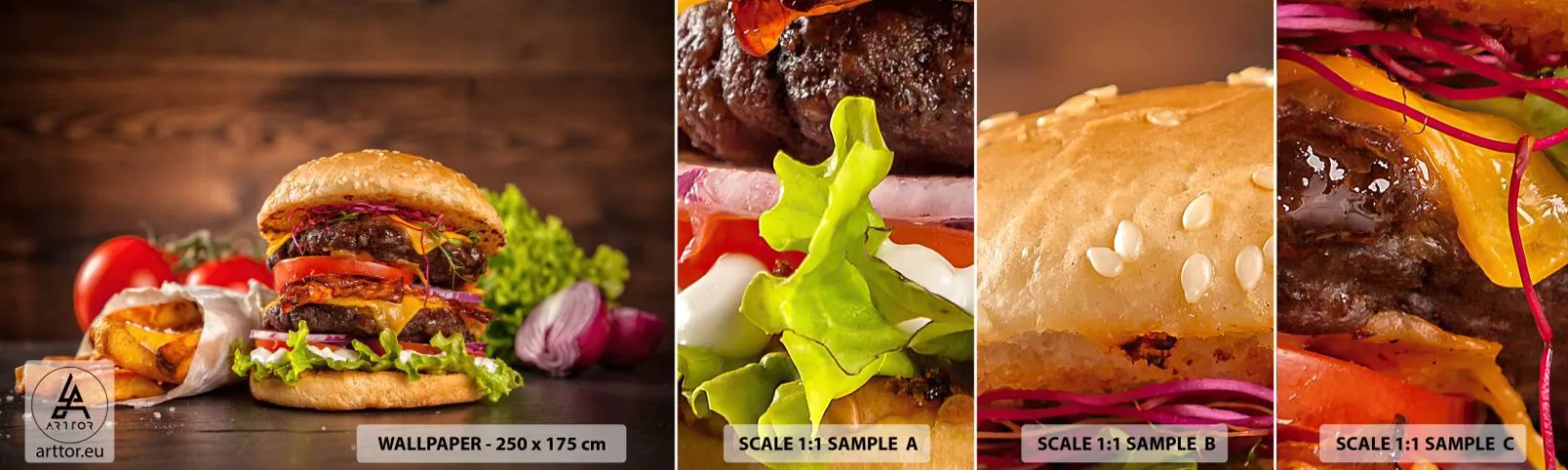 Campione di Fotomurale Adesivo Deluxe Sticker - Frutto proibito - Gastronomia, Hamburger, hamburger - 100x30 cm