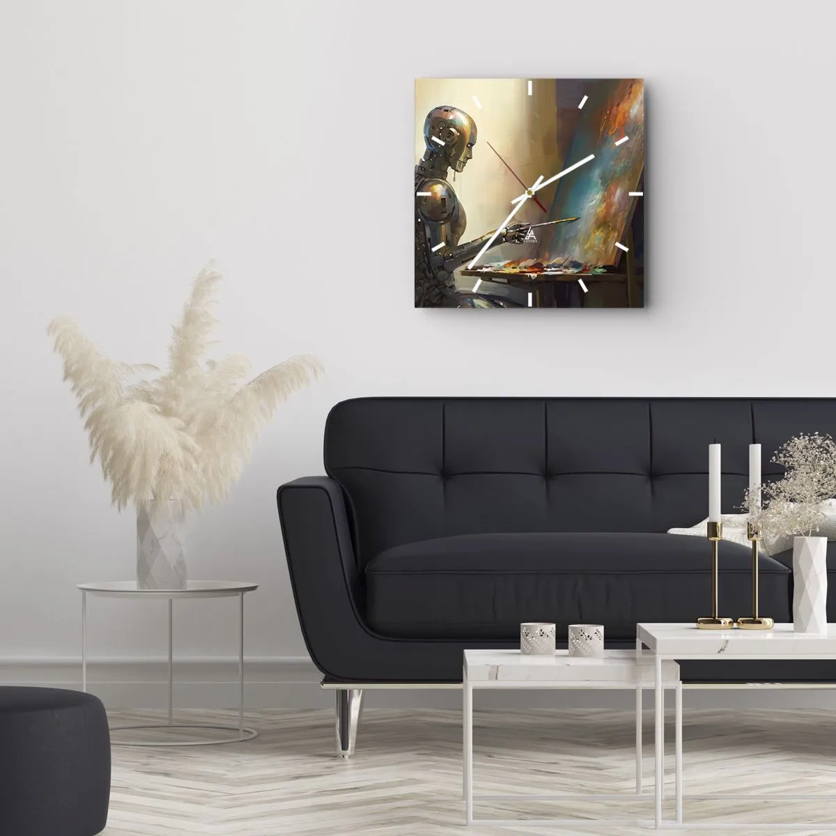 Orologio da parete - Orologio in Vetro - L'arte del futuro - 40x40 cm