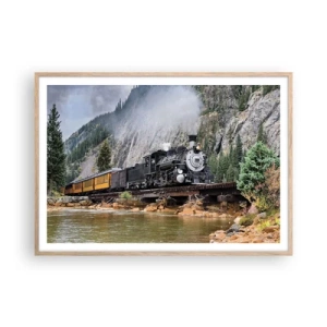 Poster in cornice rovere chiaro - Dove andiamo? - 100x70 cm