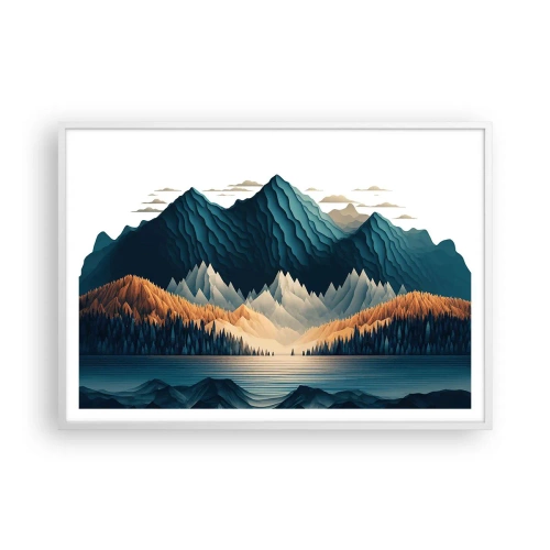 Poster in cornice bianca - Perfetto paesaggio montano - 100x70 cm