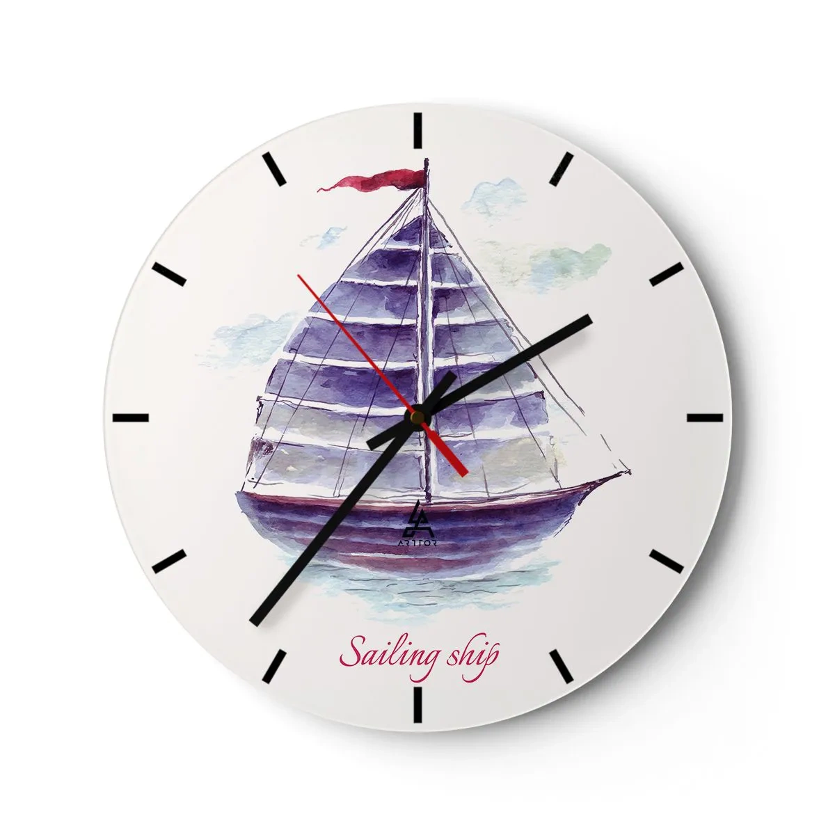 Orologio da parete - Orologio in Vetro - Gonfie vele e mare calmo - 40x40 cm