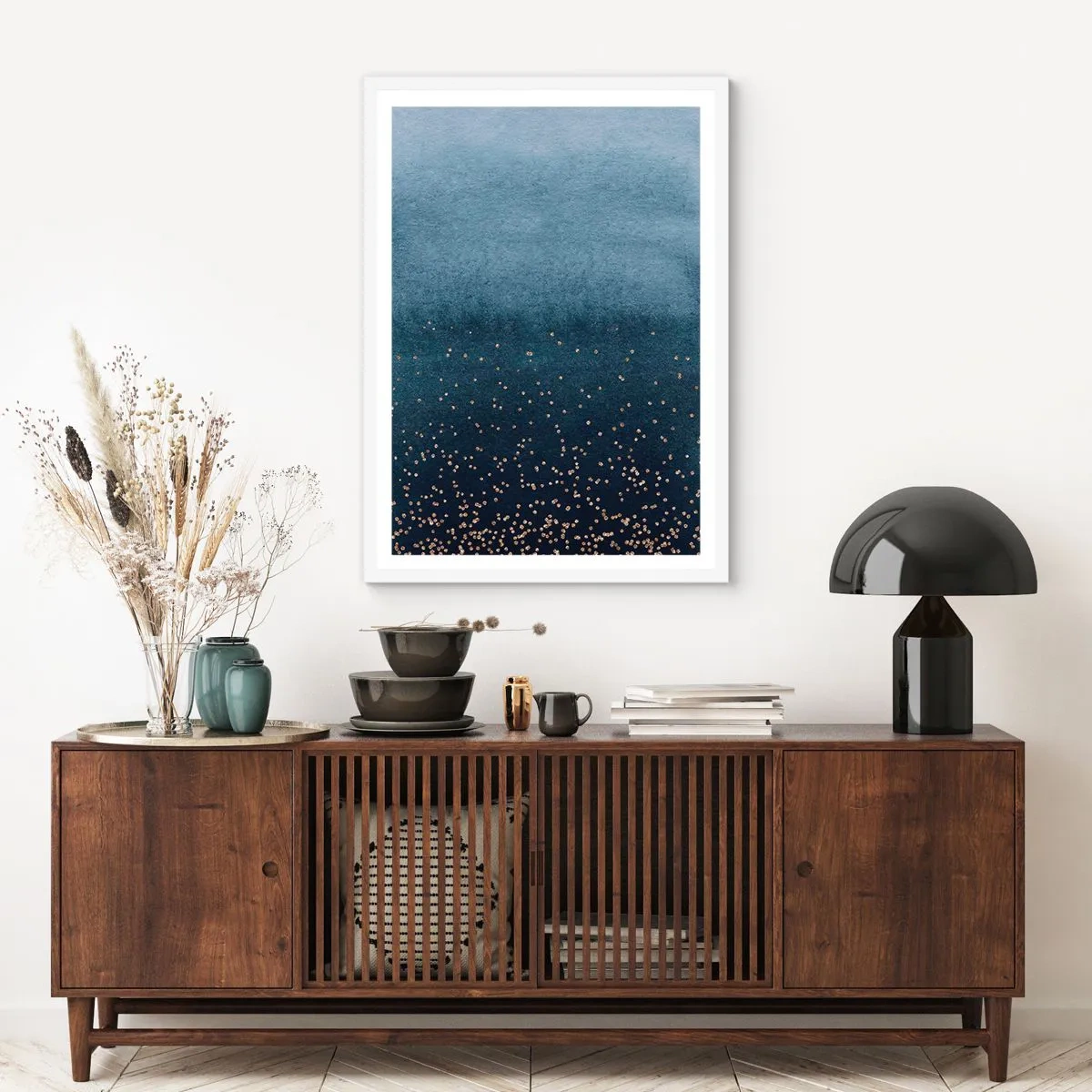 Poster in cornice bianca - Composizione: fasi blu - 40x50 cm