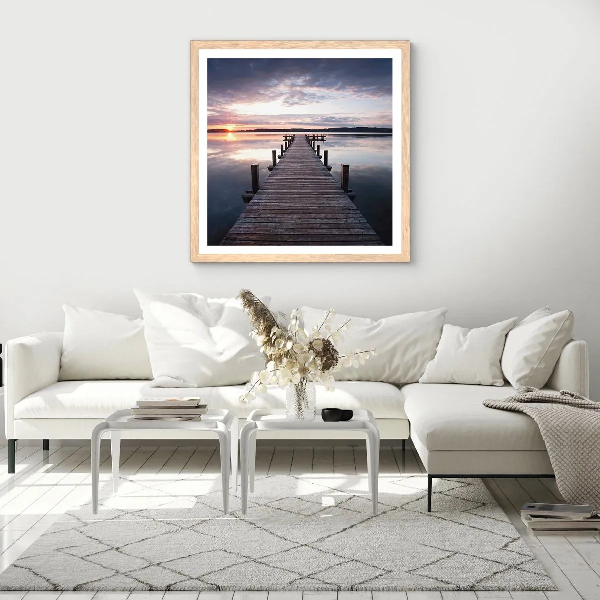 Poster in cornice rovere chiaro - Il silenzioso confine del giorno e della notte - 30x30 cm