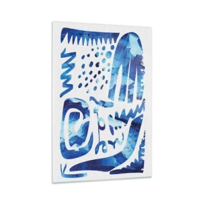 Quadro su vetro - Motivo astratto nei toni del blu - 70x100cm - Ritorno alle radici - Decorazione murale moderna per soggiorno e camera da letto ARTTOR