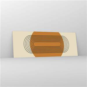 Quadro su vetro - Motivo geometrico con cerchi e linee arancioni - 140x50cm - Piano perfetto - Decorazione murale moderna per soggiorno e camera da letto ARTTOR