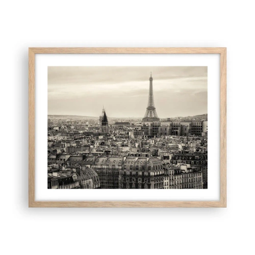 Poster in cornice rovere chiaro - Sui tetti di Parigi - 50x40 cm