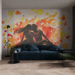 Fotomurali Premium Sand - E la luce fu - Persone, Bacio, Coppia di innamorati - 150x105 cm