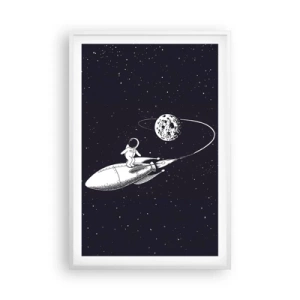 Poster in cornice bianca - Surfista spaziale - 61x91 cm