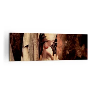 Quadro su tela - Stampe su Tela - Una donna con un velo e uno stile misterioso su uno sfondo scuro - 160x50cm - Tra il bene e il male - Decorazione murale moderna per soggiorno e camera da letto ARTTOR