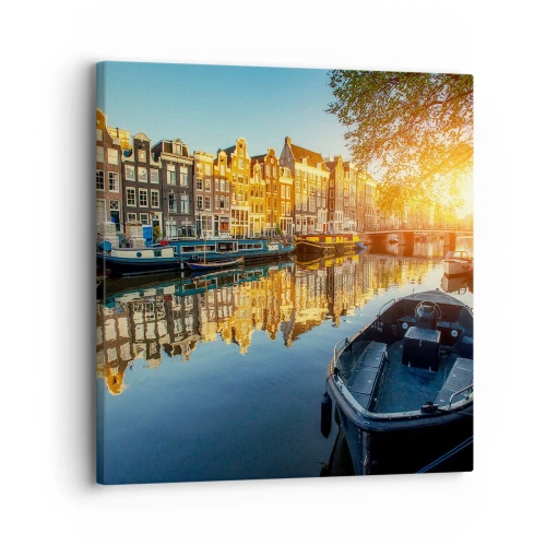 Quadro su tela - Stampe su Tela - L'alba ad Amsterdam - 30x30 cm