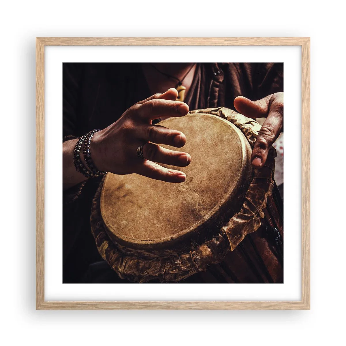 Poster in cornice rovere chiaro - Al ritmo del cuore - 50x50 cm