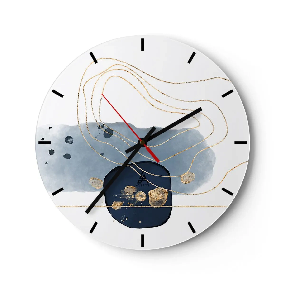 Orologio da parete - Orologio in Vetro - Fantasia blu e oro - 40x40 cm